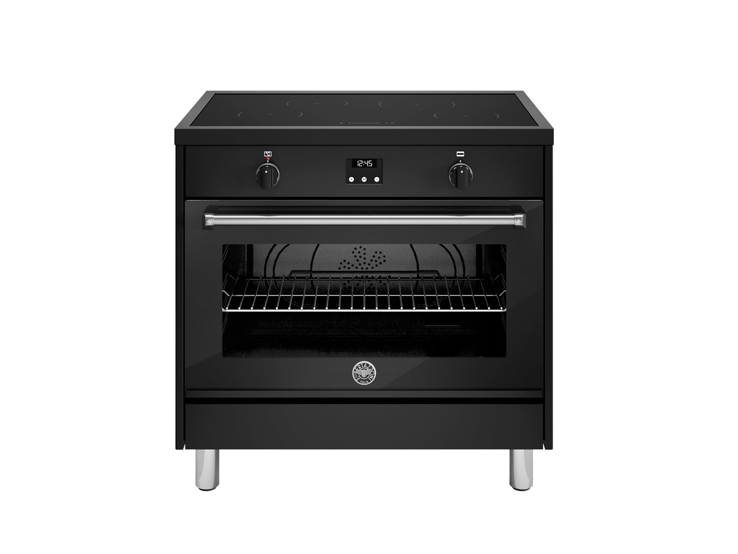 90cm Inductiefornuis, 4 zones, 1 oven, digital timer